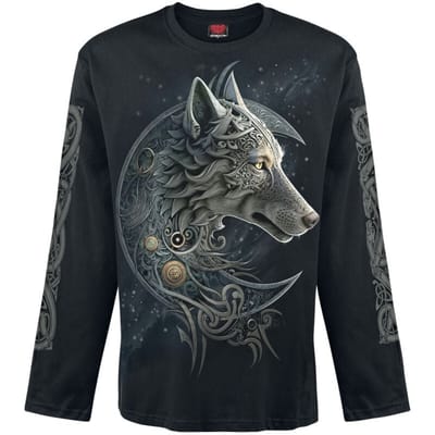 Spiral Shirt met lange mouwen - Celtic Wolf - M tot XXL - voor Mannen - zwart