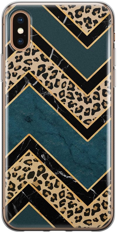 Leuke Telefoonhoesjes - Hoesje geschikt voor iPhone Xs Max - Luipaard zigzag - Soft case - TPU - Luipaardprint - Multi