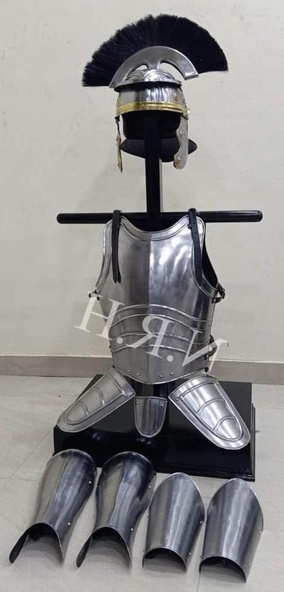 Middeleeuwse Harnas Set - Kostuum Armor - Historische Recreatie - 18 Gauge Staal - Standaardmaat Volwassen - Chroom Afwerking