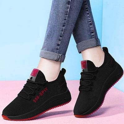 Chaussures de sport en maille respirante pour femmes, légères, antidérapantes, décontractées, à semelle souple, simples, automne 36 rouge
