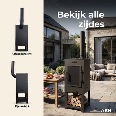 ASH Flare Tuinhaard met Kookplaat – Buiten BBQ & Wok in één – Inclusief Grillrooster & Houtopslag