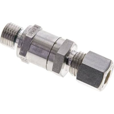 8L (M14x1.5) & G1/4'' Regeling-In RVS Terugslagklep Knelfitting Buitendraad 1-250 bar ISO 8434-1