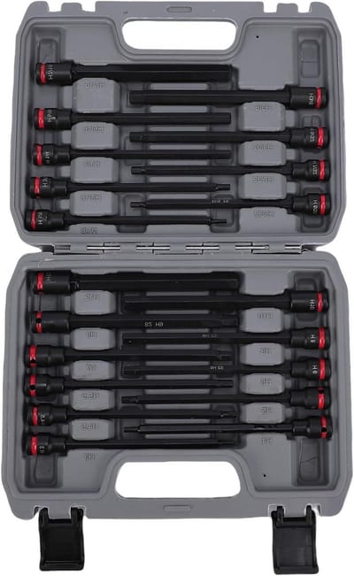Dopsleutelset Lange Slag - Mechanic Tools - Machine Reparatie - Extra Lange Bits - 20 Delig - Zwart