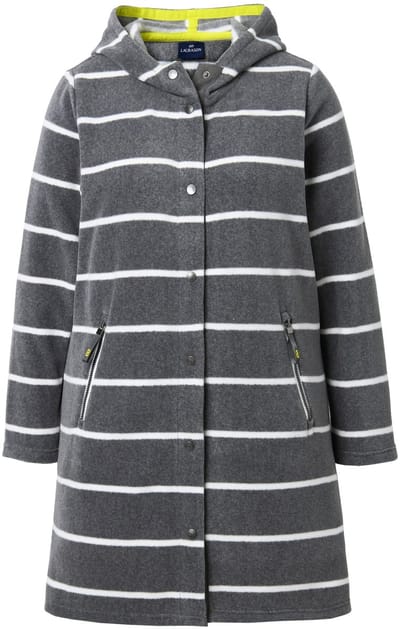 Laurasøn - Dames - Lange fleece jas capuchon lange mouw - Grijs melange - Maat 44+