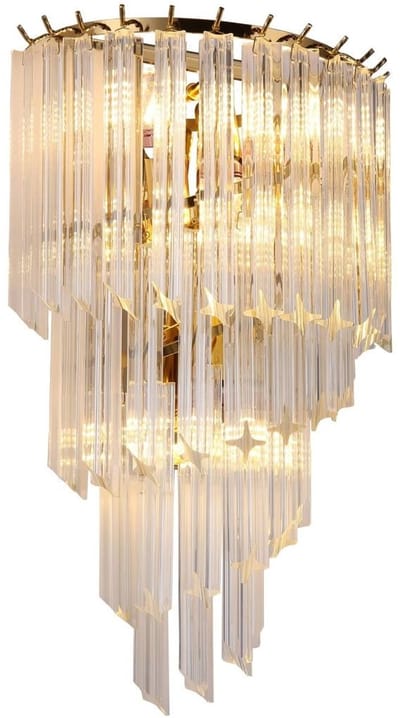 Kosilum - Zephia - Wandlamp - Transparant en goud - Metaal en kristal