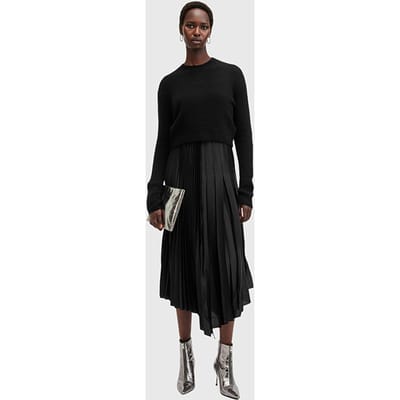 AllSaints Jax Dress Black Maat: XS | Midi Jurken Outlet | Dames | Zwart