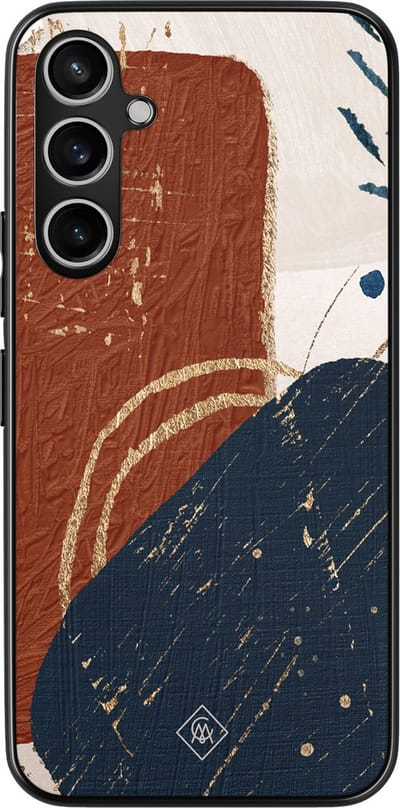 Casimoda® hoesje - Geschikt voor Samsung Galaxy S23 FE - Abstract Terracotta - Zwart TPU Backcover - Geometrisch patroon - Multi