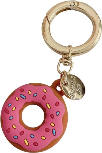Scoby - Sleutelhanger Geschikt voor AirTag - Donut - Siliconen Hoesje - One Size - Roze