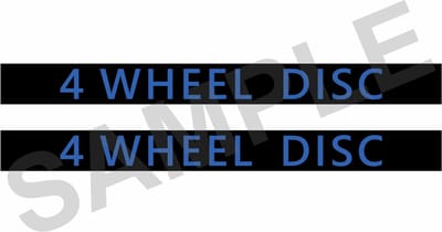 1970-1993 Pontiac Firebird doorhandle sticker blauw - opdruk: 4 wheel disk