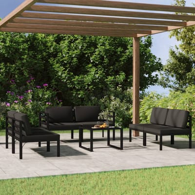 vidaXL - 7-delige - Loungeset - met - kussens - aluminium - antracietkleurig