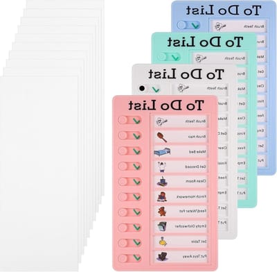 Allecto Plus - Klusjesgrafiek voor kinderen - 4 stuks - To do lijst - Checklist board - Afneembaar - Herbruikbaar - Dagelijks schema - Gedrag grafiek - Memo Checklist - Karweitkaart - Planner Board