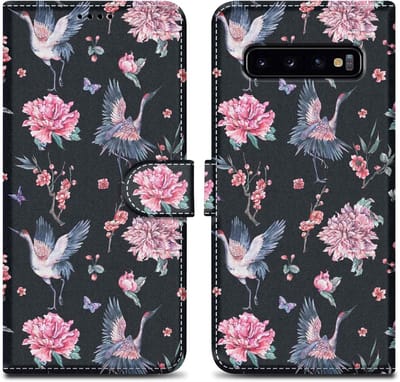 Cadorabo Hoesje geschikt voor Samsung Galaxy S10 4G - Design Kraan & Bloemen No. 9 - Beschermhoes Case Cover met magnetische sluiting, standaardfunctie en kaartvakje