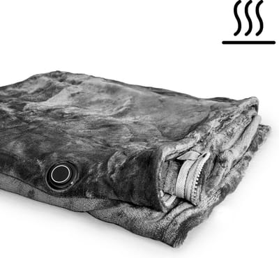 Zoem - Fleece plaid elektrisch Grijs - Elektrische plaid met rits - Verwarmd - 175 cm x 75 cm - Multifunctioneel - Terras - Buiten en binnen