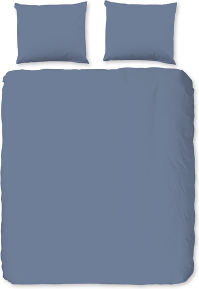 Good Morning dekbedovertrek effen kleur - 2 persoons 200x200/220 cm - Blauw - 100% Katoen flanel
