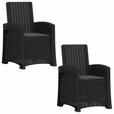 vidaXL - Ligstoel - Rieten - Look - 2 - st - Antracietkleurig - PP