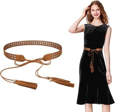 Boho Gevlochten Fringe Ceintuur voor Dames - Vintage Cowgirl Stijl met Bloemen en Was Patches voor Ethnische Kleding