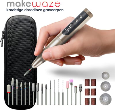 Makewaze krachtige draadloos Graveerpen | Professioneel 28-Delig precisie Modelbouw set | Elektrische Graveermachine | Graveer pen | Multifunctionele Hobby Modelbouw set | USB oplaadbare Graveerset voor glas hout metaal steen plastic sieraden - Goud