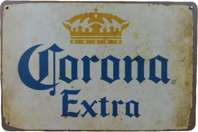 Corona Extra - Metalen wandbord - Wandborden - Bier bord - Corona bier - Bier cadeau - corona extra - 20 x 30cm - Tekstbord - Retro wandbord - Vintage - Cave & Garden