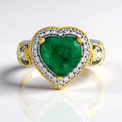 Cavill - Zilveren Hartvormige Smaragd Ring 3,024 ct uit Zambia - 925 Sterling Zilver met Palladium - Luxe Zirkonia Damesring