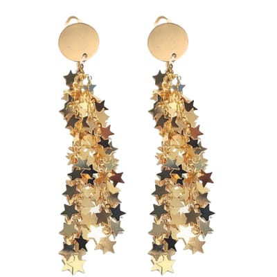 Clipoorbellen -sterren -goudkleurig- lang- geen gaatje-Charme Bijoux
