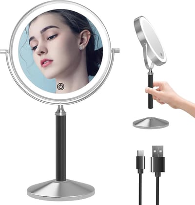 Verlichte Make-upspiegel met 1X/10X Vergroting en Dimbare LED Verlichting – 8 inch Dubbelzijdig