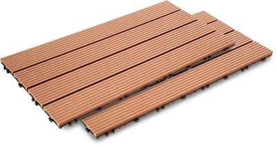 Terrastegels, 48 stuks, kliktegels met houtlook, WPC-tegel, 30 x 60 cm, bruin