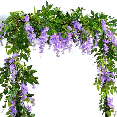Bloemslinger 2 stuks - Nep bloemen - Decoratie binnen - Onderhoudsvrij realistisch - 2 meter lengte - Paars