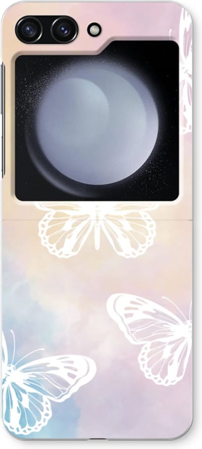 Case Company® - Hoesje geschikt voor Samsung Galaxy Z Flip5 hoesje - White butterfly - Soft Cover Telefoonhoesje - Bescherming aan alle Kanten en Schermrand