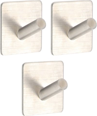 Tendance Plakhaakje vierkant - 3x stuks - 5 x 3 x 5 cm - Zelfklevende ophang haakjes - Metaal - zilver - keuken/badkamer haken