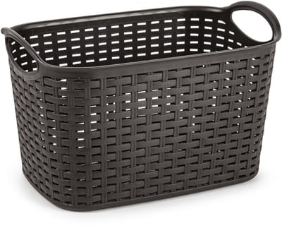 Plasticforte opbergmand - kastmandje - 6,4 liter - bruin - kunststof - 19 x 29 x 18 cm