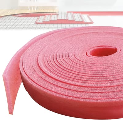 Isolatiestrips voor Lijmen, 50 mm x 5 mm x 10 m, Zelfklevende Randisolatie voor Vloerverwarming, Perfect voor Afdichting Tussen Vloerverwarmingsplaten en Muren
