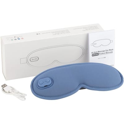 3D Warmtetherapie Oogmasker met Massage, Oplaadbare Slaaphulp & Stoom Oogverzorging voor Nachtelijk Gebruik, Draagbare Multi-Mode Oogmassager blauw