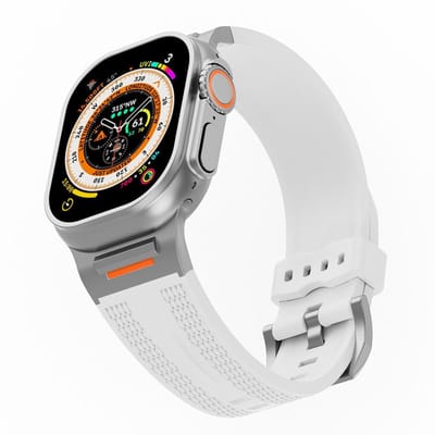 Siliconen bandje - geschikt voor Apple Watch 1/2/3/4/5/6/7/8/9/10/11/ SE (1,2,3) met maat 38 mm / 40 mm / 41 mm en 42 mm (Watch 10/11) - wit