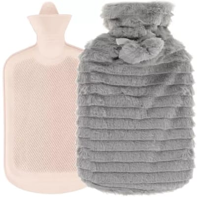 Ruhhy Kruik Lizzy - pluche/rubber - 2000ml - kruik met pluche hoes - winter kruiken