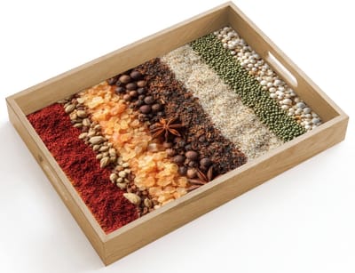 Dienblad hout 40x30 cm - Schootdienblad - Banen - Verticaal - Kruiden - Variatie - Borrelplank rechthoek - Plateau dienbladen