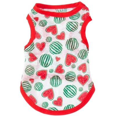 Kleine Hond Ademend Dun Vest Puppy Mouwloze T-shirts voor Kat Kleding Kleding Zomer Buiten Huisdier Zonbescherming Hondenshirts M red