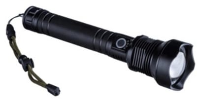 HI Survival LED zaklamp - 24 cm - zwart - aluminium - 250 lumen - noodpakket - preppen / vakantie