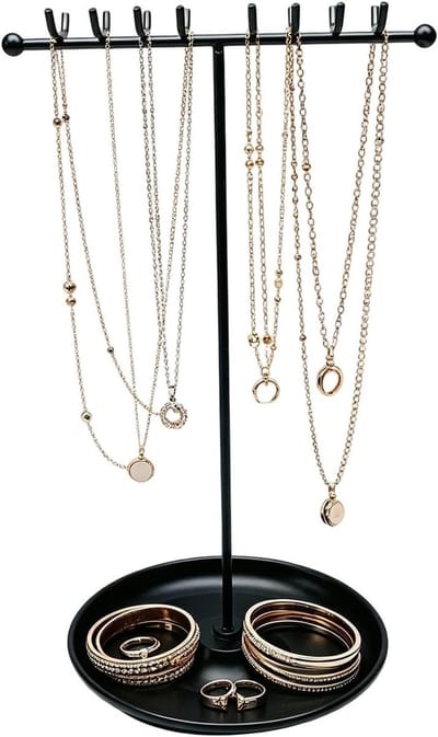 Sieradenstandaard - Opbergrek Display - Sieraden Organiseren - Knoopvrij Ophangen - 20 cm Breed - Zwart