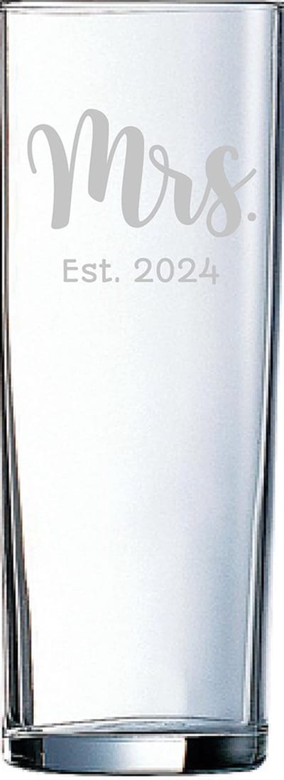 Gegraveerde longdrinkglas 31cl Mrs. Est. 2024