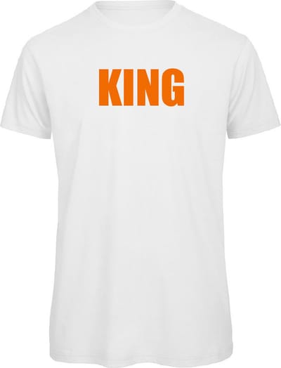T-shirt wit 3XL - King - soBAD. - Koningsdag - Oranje shirt dames - Oranje shirt heren - Unisex - Regular fit