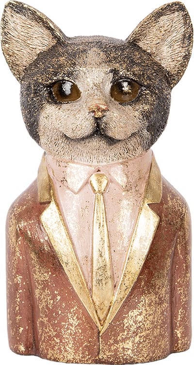 Clayre & Eef Decoratie Beeld Kat 23 cm Bruin Kunststof