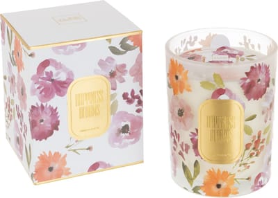 J-Line geurkaars Happiness Blooms - Mimosa & Rose - glas - wit - large - 70U