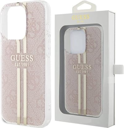 Guess - IML - 4G Gold Stripe hoesje voor iPhone - 14 - Pro - Max - roze