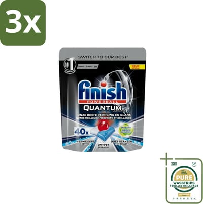 3 x Finish – Vaatwastabletten – Quantum Ultimate Ontvetter – 40 Capsules - Grootverpakking - Vaatwasmiddel - Vaatwastablet - Ontvetter - Vetverwijderen - Glans
