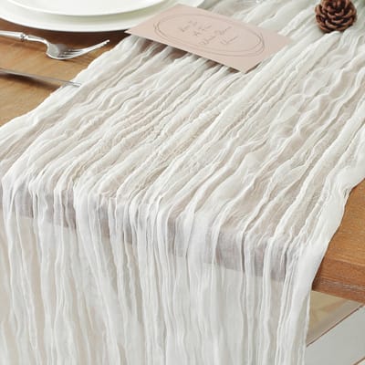 meioro Wit modieus Boheemse doorzichtige kaas tafelkleed 90 x 400 cm, keuken en eettafel decoratie, binnenvakantie bruiloft en verjaardagsdecoratie