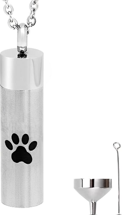 Luxe Ashanger - Voor honden - met Ketting - Voor As, Haren of Parfum - Assieraad - As Ketting - Gedenksieraad - Urn - Incl. As vuller en Opbergzakje - Luxury Paw