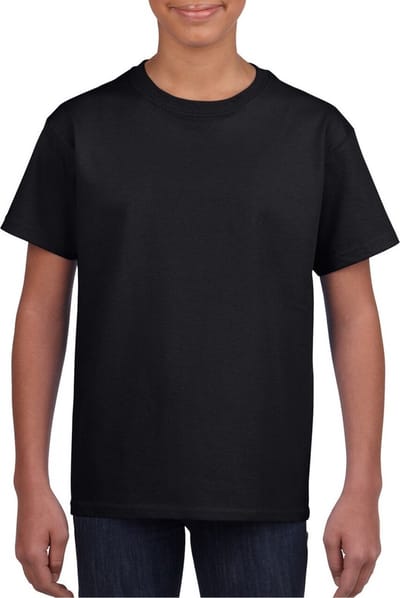 Zwart basic t-shirt met ronde hals - kinderen - unisex - katoen - 145 grams - Zwarte shirts / kleding voor jongens en meisjes 104/110