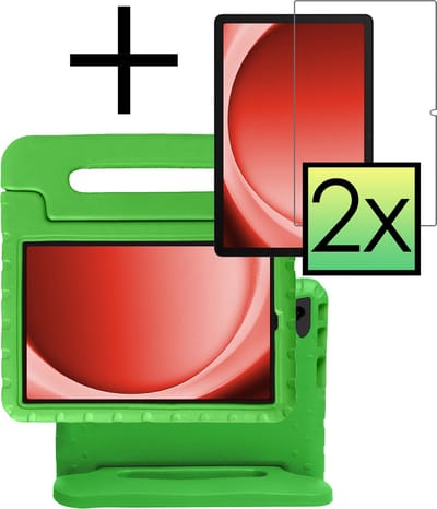 Hoes - Geschikt voor Samsung Galaxy Tab A9 - Met 2x Screenprotector - Kinderhoes Shockproof Bumper - Kidsproof Case - Tablet Hoesje - Kinder Cover - Groen