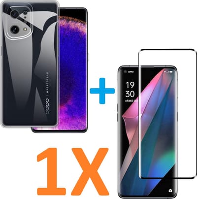Soft TPU Transparant hoesje Silicone Case + 1 stuk Full Glas Screenprotector Geschikt voor: Oppo Find X5