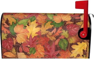Brievenbus Cover - Postvak Decoratie - Buiten Decoreren - Magnetische Bevestiging - 70 x 50 cm - Herfstbladeren